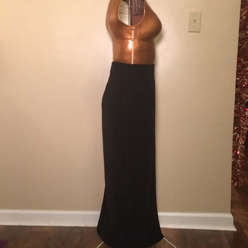 Floor-length Black Suede Skirt
